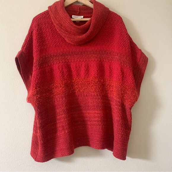 Coldwater Creek Sweaters - Coldwater Creek Red Mixed Knit Cowlneck Sweater